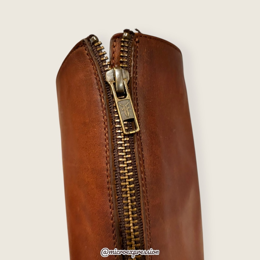 Frye Melissa Stud Brown Leather Back Zip Equestrian Riding Tall Knee High Boot - Picture 9 of 13